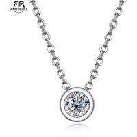 AnuJewel 4mm 0.3ct D Color Moissanite Round Brilliant Cutting 18K Gold Plated 45cm 925 Sterling Silver Necklaces Wholesale
