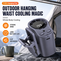 Outdoor Clip on Fan USB Rechargeable 360 Rotatable Quiet Mini Fan LED Display Portable Electric Fan for Camping, Hiking, Drving