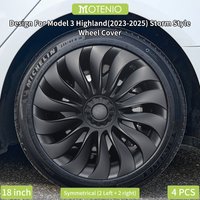 4PCS Matte Black Wheel Cover Design for Tesla Model 3 Highland2023-2026 18 Inch Right&Left Hubcaps Storm Replacement Accessories