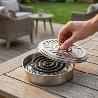 Stainless Steel Mosquito Coil Box Round Design with Lid Rustproof Portable Mosquito for Indoor Outdoor Use