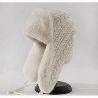 AliExpress NONE Women's Windproof Winter Knit Hat with Adjustable Tie Ear Flaps, Thickened Korean Style Beanie for Cycling