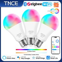 TNCE Tuya E27 Bulb WIFI Zigbee Bluetooth, Dimmable Lights, LED lamp 2700-6500k RGB, Smart Life APP, Voice with Alexa Google Home