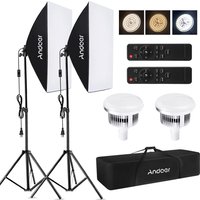 Andoer Studio Photography Light kit Softbox Lighting Set with 85W 2800K-5700K Bi-color Temperature LED Light 2 + 50x70cm Softbox