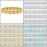 Fashion Multiple Colors 26 English Letters Italian Charm Fashion Links Fit 9mm Bracelet Stainless Steel Gifts DIY Jewelry Making