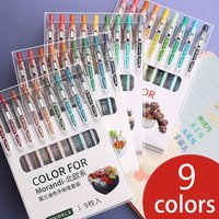 9pcs/sets Morandi Colored Stretchable Pens 0.5mm Bullets Different Colored Pen Cores Smooth Writing for Manual Bookkeeping