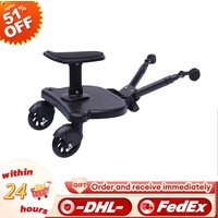 Black Universal 2 in 1 Stroller Glider Board Buggy Wheeled Pushchair with Detachable Seat Step Board Pedal