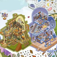 Bview Art 3D Miniature House Sticker Sheets for Journaling - DIY Diorama Scene, Decorative CollageCraft Projects Wall Decals