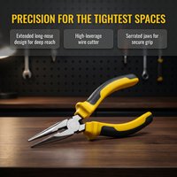 Crome Vanadium 6 Inch Long Nose Plier 1Pcs Needle Nose Pliers Press Tool Multi Hand Tool with Double Colour Handle