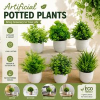 Artificial Bonsai Green Fake Plant Eucalyptus Flower Potted Plant Fake Greenery for Home Office Desk Living Room Bedroom Decor