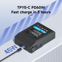 BP-95 Mini V-Mount Akku 6600mAh 95Wh mit PD 60W USB-C Schnellladung für DSLR-Kamera, Camcorder, Monitor, Videobeleuchtung