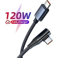 120W Elbow Type C To Type C Fast Charging Data Cable Quick Charger USB C Cord For Xiaomi iPhone Huawei Samsung Phone Charge Cord