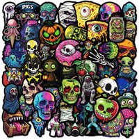 50PCS Colorful Skull & Ghost Face Graffiti Stickers - Unique Creative Decor for Halloween Festivals RecordingYourLife Store