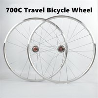 700C Bicycle Wheel 5 Bearings Hub 120 Ring Wheelset Retro Road Bike Rim Disc-brake V-brake Travel Gravel Cycling Parts