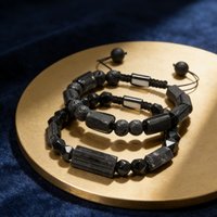 Black Tourmaline Natural Stone Men's Bracelet Energy Stone Fitness Yoga Bracelet turmalin czarny