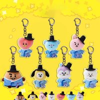 BT21 KPOP ARMY cartoon acrylic keychain JK V JIMIN keychain peripheral music festival support keychain fan gift