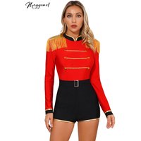 Womens Circus Ringmaster Costumes Fringe Tassel Showman Tailcoat Jacket Jumpsuit Short Romper Bodysuit Lion Tamer Fancy Dress Up