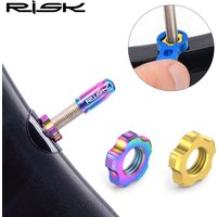 RISK Titanium Bicycle Tire Valve Cap With Nut/Wrench/Protection Sticker Set Road Bike Presta Valve Dust Proof Cover Accessories
