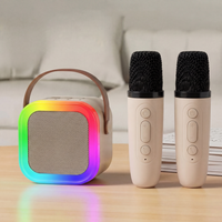 Kids Adult Karaoke Machine Portable Bluetooth Speaker with 2 Microphones RGB Light Voice Changer for Party Gift