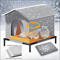 Ganzjährig Wetterfestes Katzenhaus für Draußen und Drinnen Warmes Unterschlupf für Streuner Katzen und Hunde Wasserdichtes Winter-Haustierbett mit Abnehmbarer Matte