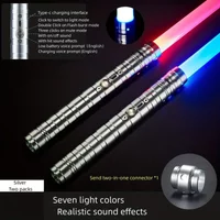 80cm Lightsaber Smooth Swing Heavy Dueling 1RGB 7Colors Change Sound Force FX FOC Blaster Toy Jedi Laser Sword Luminous Toys