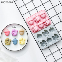 6-hole Squirrel Oak Cake Silicone Molds Autumn Harvest Festival Ice Grid Chocolate Baking Mould Cake Decorating Tools
