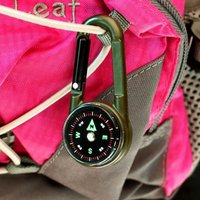 New Practical New Multifunctional Smart Hiking Metal Plastic Carabiner Mini Compass Thermometer Keychain (Random Color)
