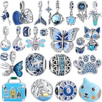 2026 Hot Sale Charms Beads 925 Sterling Blue Series Butterfly Turtle Starry Sky Dangle Fit Bangle Bracelet Necklace DIY Jewelry