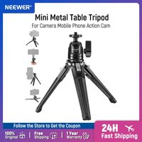 NEEWER Mini Metal Table Tripod with 360° Ball Head, Supports Vertical Recording and Handle, Portable Travel Tripod