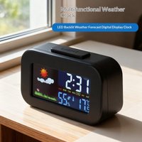 1Pc Weather Station Clock With Color Display - Temp & Humidity Monitor Backlit For Kids & Teens Perfect For Bedroom/Dorm Deskโ