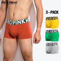 3 pièces PINKHERO caleçons pour hommes, comprenant des sous-vêtements en coton confortables et doux de haute qualité, caleçons Hombre