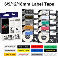 6/9/12/18mm Label Tape XR12WE XR-12WE XR-9WE XR18WE XR6WE XR-9X XR-9YW Ribbon Compatible Casio KL-120 KL-60 Label Maker Labeller