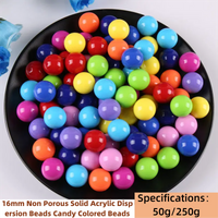 50g/250g 16mm DIY Non Porous Solid Acrylic Solid Dispersion Beads Candy Colored Beads Children's Handmade Accessories Material