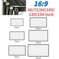16:9 Simple Projector Curtain 60/72/84/100/120/150 inch Home Theater Office 16:9 HD Display Projection Screen