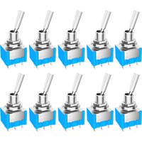 10PCS Mini Toggle Switch 3 Position 2 Position ON OFF ON DPDT SPST DPST 6A 125VAC 3A 250VAC Latching Flat Handle for Car Truck