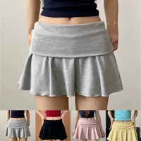 Casual Summer Vacation New Sporty Tennis Short Skirt Women's High Waist Pleated Mini Skirt Solid Color A-Line Skorts Bottoms