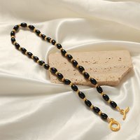 Romantic Stainless Steel OT Button Women's Necklace Jewelry Gifts New Fashion Agate Necklace Women's Necklace