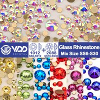 VDD Mix Größe SS6-SS30 Hochwertiges Glas 2088 Strasssteine Kristall Gold Flatback Strasssteine für Nail Art Handwerk DIY Dekoration