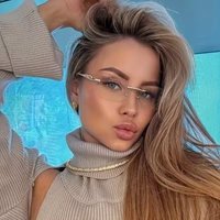 Ultra Light Unisex Glasses Frameless Trend Glasses Ultra-light Small Square Cut Edge Anti-blue LightGlasses