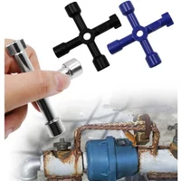 1/2Pcs Universal 4 Way 4 in 1 Cross Multi Functional Utility Key Stainless Steel for Water Gas Meter Valve Elevator Cabinet