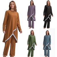 Women Muslim Swimwear Islamic Modest Swimsuit 2 Pieces Full Cover Long Sleeve Burkini Top Dress Pants Modest Bathing Suit