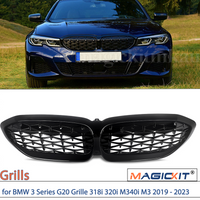 MAGICKIT For BMW 3 Series G20 Saloon/G21 Estate 2018-2021 Front Kidney Grille Grill with Gloss Black CAR Accessories