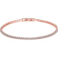 Rose Gold 925 Silver Jewelry 16-18cm Tennis Bracelet 2mm Zirconia Anniversary Gift Genuine Sterling Silver Bracelet