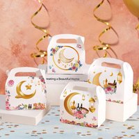 4/12pcs Elegant Ramadan Gift Boxes | Golden with Islamic Patterns, Perfect for Suhoor and Eid Celebrations - Ideal for Cookies