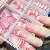 120pcs Christmas Nude Pink French Fake Nails Short Oval Shape Full Cover French False Nails DIY Handmade Wearing Press On Nails