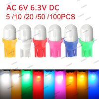 5/10/20/50/100P AC DC 6V 6.3V Non-polar Led Bulb Pinball Machine Old Radio Bulb T10 #555 Pinball LED Light Flashlight Work Light