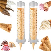 2Pcs Ice Cream Cone Dispensers Universal Waffle Cone Holders Waffle Cone Storage Tubes Adhesive Plates For Ice Cream Machine