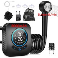 USB Rechargeable Portable Shower Pump - 5-Speed 6.0L/min High Flow Camping Shower for Outdoor, Jobsite, Dorm & Home Use, Black