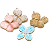 4Pcs Stainless Steel Simple Elegant Enamel Flowers Charms for DIY Jewelry Women Necklaces Pendants Supplies Earrings Making