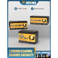 AliExpress Rvpozwer RVPOZWER 12V 100Ah 200Ah 300Ah LiFePO4 Battery Rechargeable Cells 15000 Cycle BMS For RV/ Vans/ Camping/ Home Storage/Solar