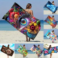 1pc 8 Styles of Vibrant Printed Beach Towels, Quick-Dry Microfiber Towels for Summer Beach Vacation